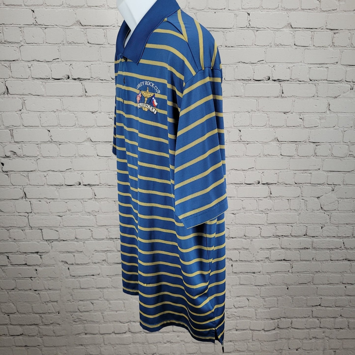 Grey Rock Cup Austin TX Blue Striped Adidas Golf Clima Cool Polo Shirt Size 2XL