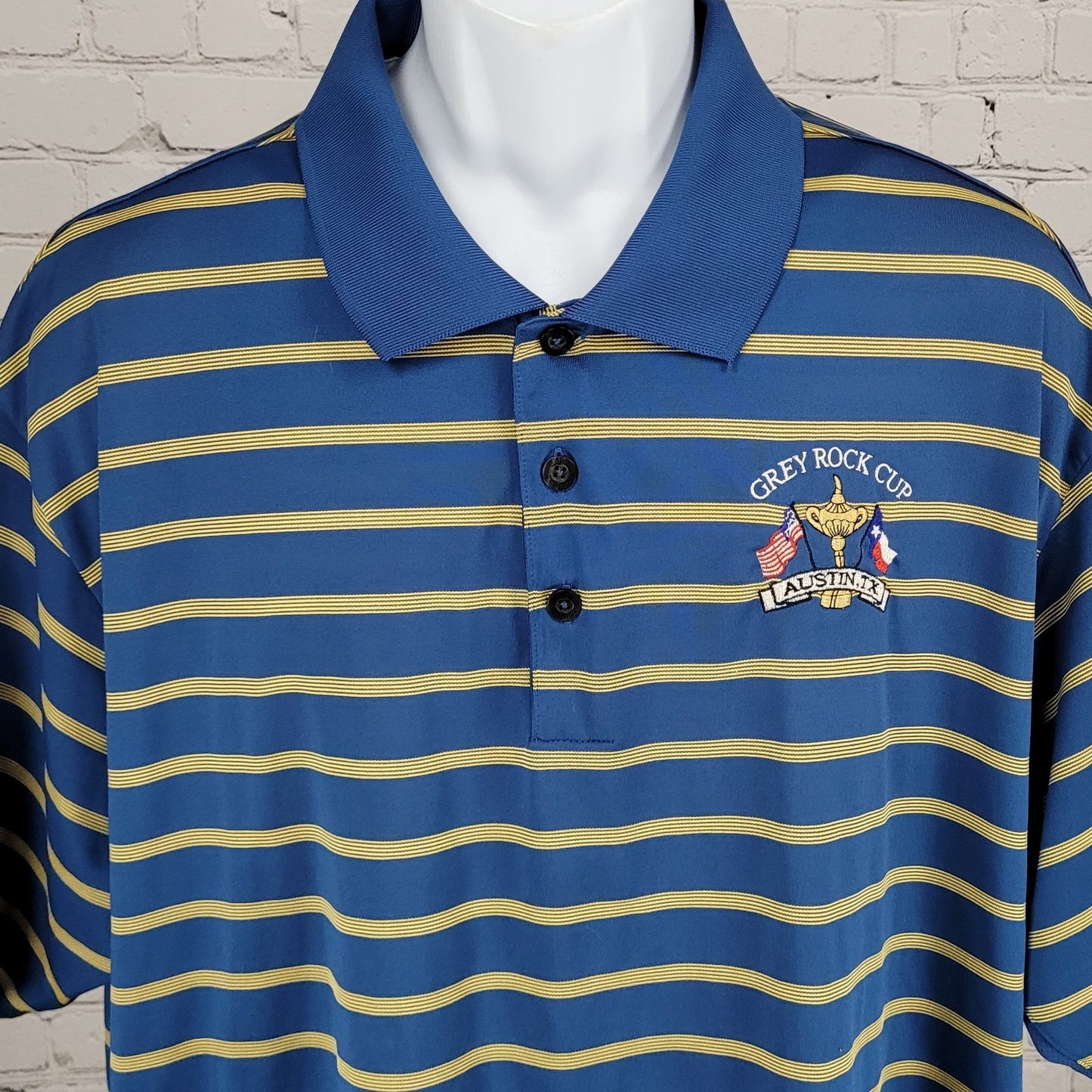 Grey Rock Cup Austin TX Blue Striped Adidas Golf Clima Cool Polo Shirt Size 2XL