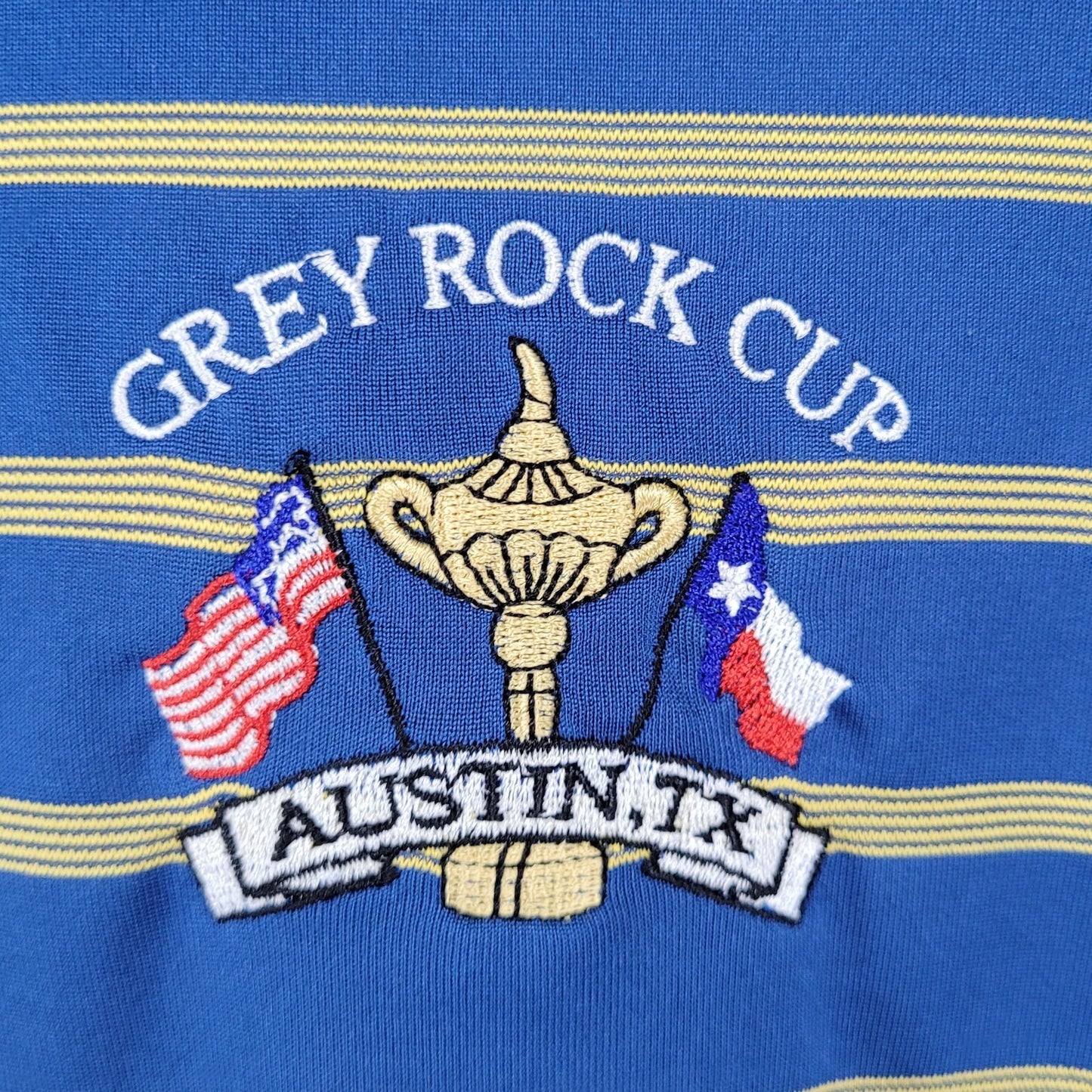 Grey Rock Cup Austin TX Blue Striped Adidas Golf Clima Cool Polo Shirt Size 2XL