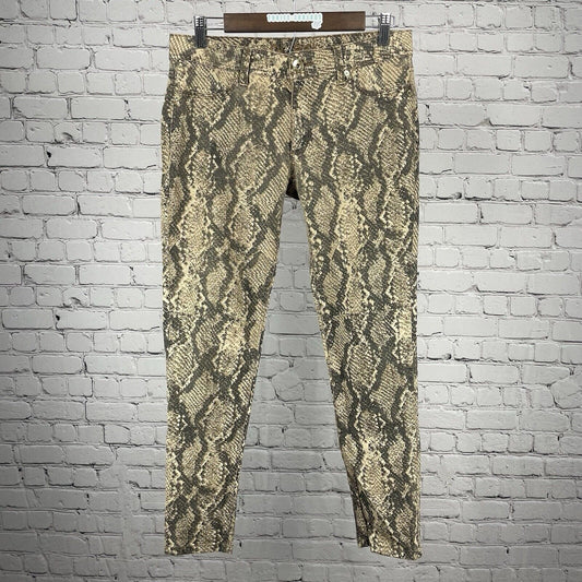 DL1961 Premium Denim Brown Emma Legging Slither Snake Mid Rise Size 30 (31x27)