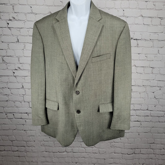 Lauren Ralph Lauren Grey Silk Wool Herringbone 2 Button Blazer Sport Coat 48R