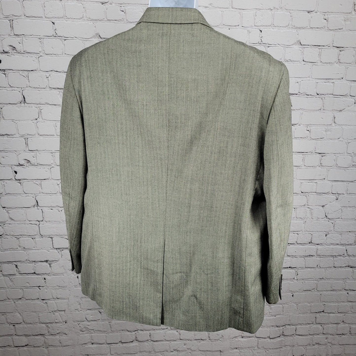 Lauren Ralph Lauren Grey Silk Wool Herringbone 2 Button Blazer Sport Coat 48R