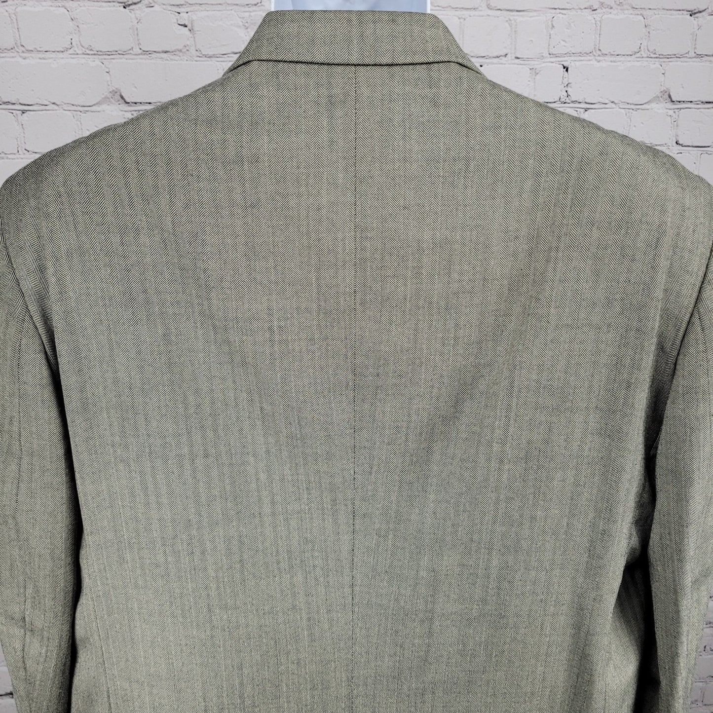 Lauren Ralph Lauren Grey Silk Wool Herringbone 2 Button Blazer Sport Coat 48R