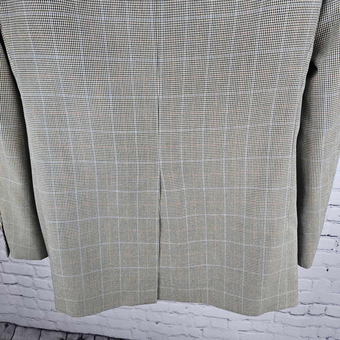 Tasso Elba Tan Black Houndstooth 2 Button Vented Notch Blazer Sport Coat 40R