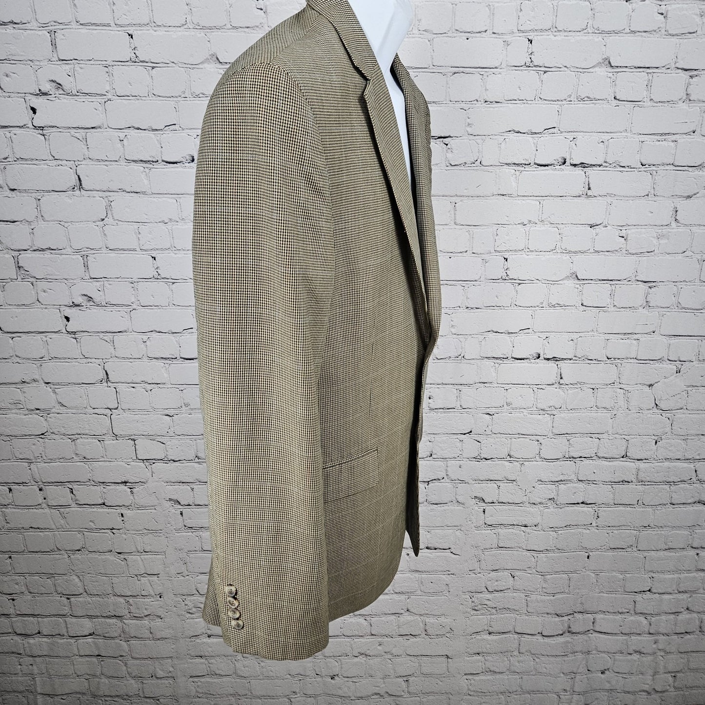 Tasso Elba Tan Black Houndstooth 2 Button Vented Notch Blazer Sport Coat 40R