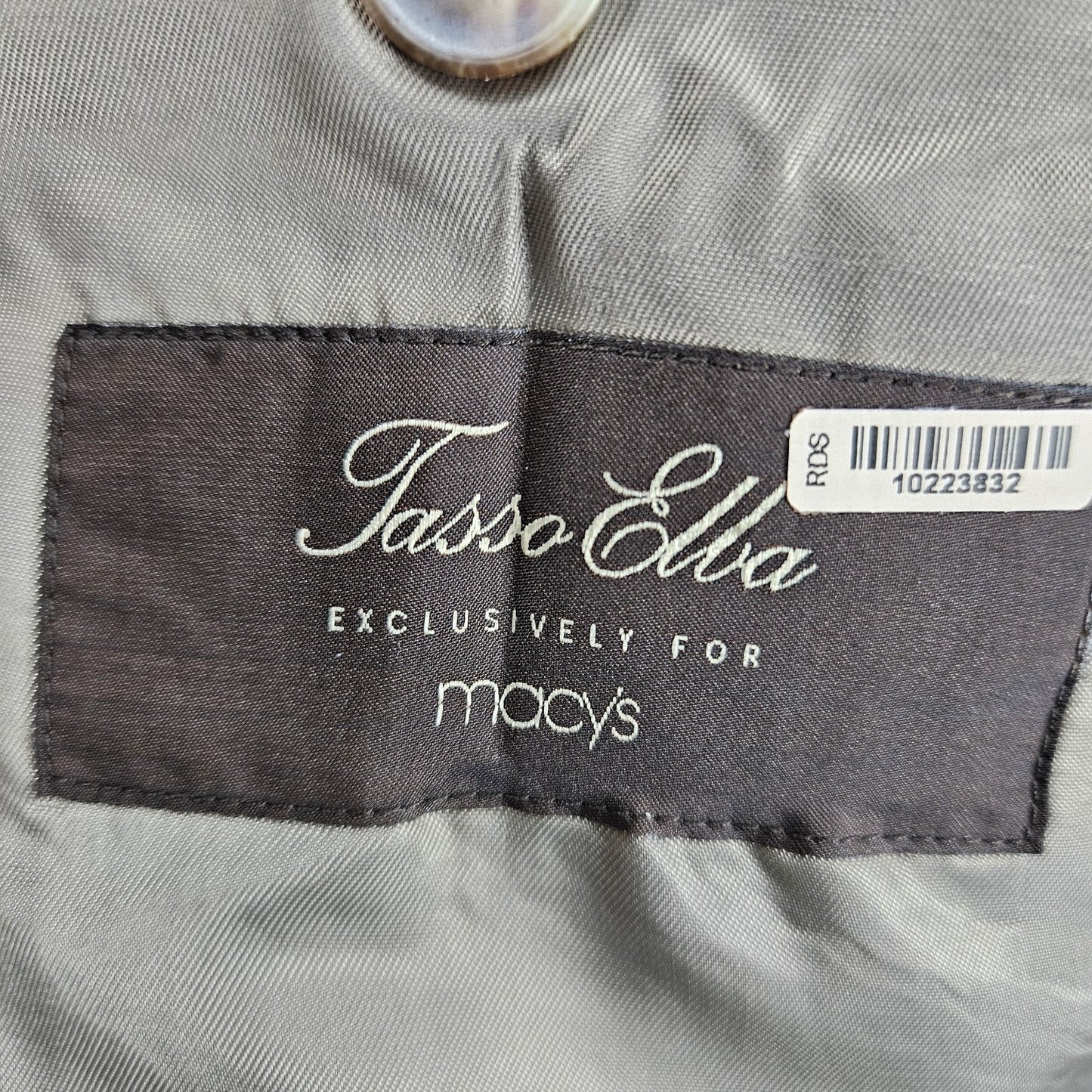 Tasso Elba Tan Black Houndstooth 2 Button Vented Notch Blazer Sport Coat 40R