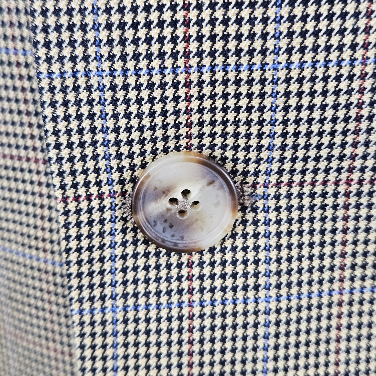 Tasso Elba Tan Black Houndstooth 2 Button Vented Notch Blazer Sport Coat 40R