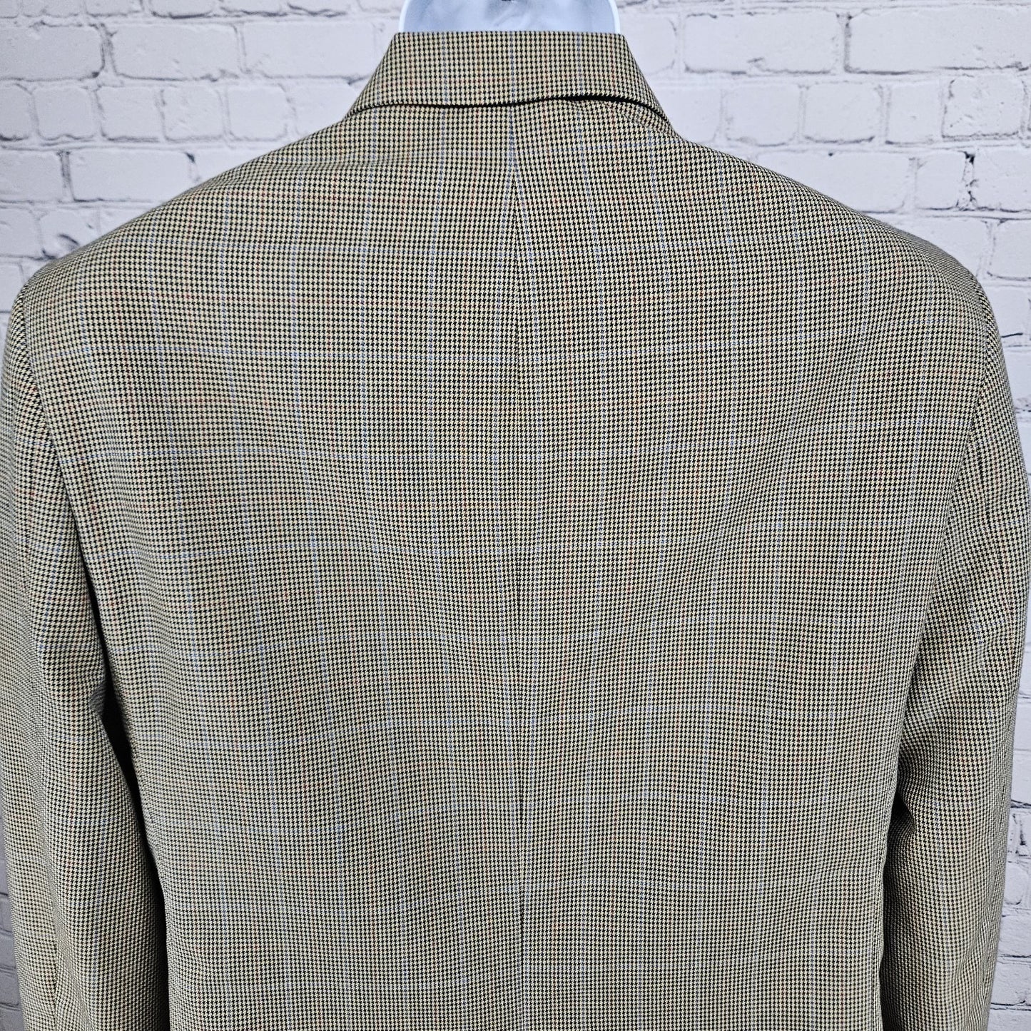 Tasso Elba Tan Black Houndstooth 2 Button Vented Notch Blazer Sport Coat 40R