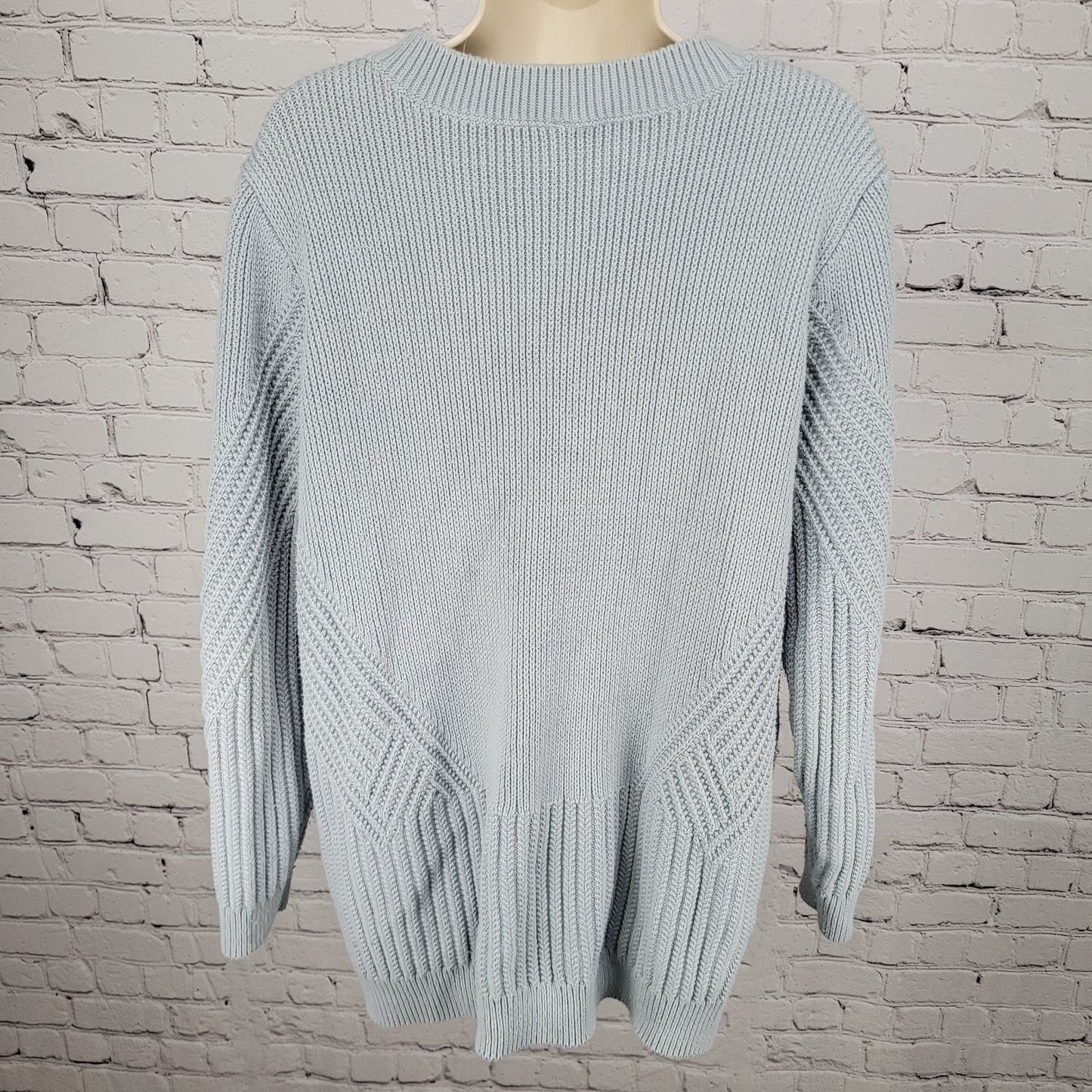 Athleta Blue Heavyweight Knit V Neck Long Sleeve Pullover Sweater Size XL