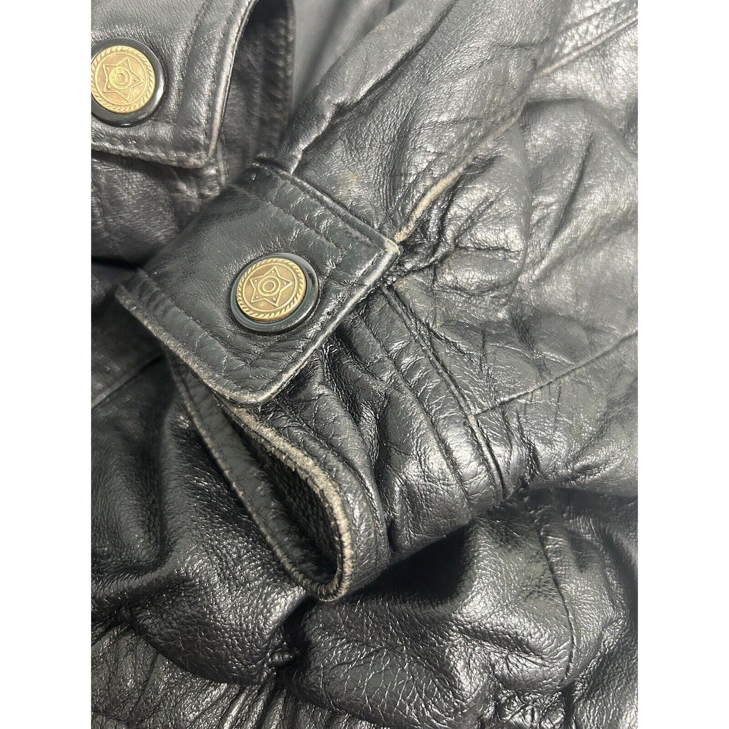 Monte Carlo Black Genuine Leather Full Zip Men’s Motorcycle Jacket Pockets M