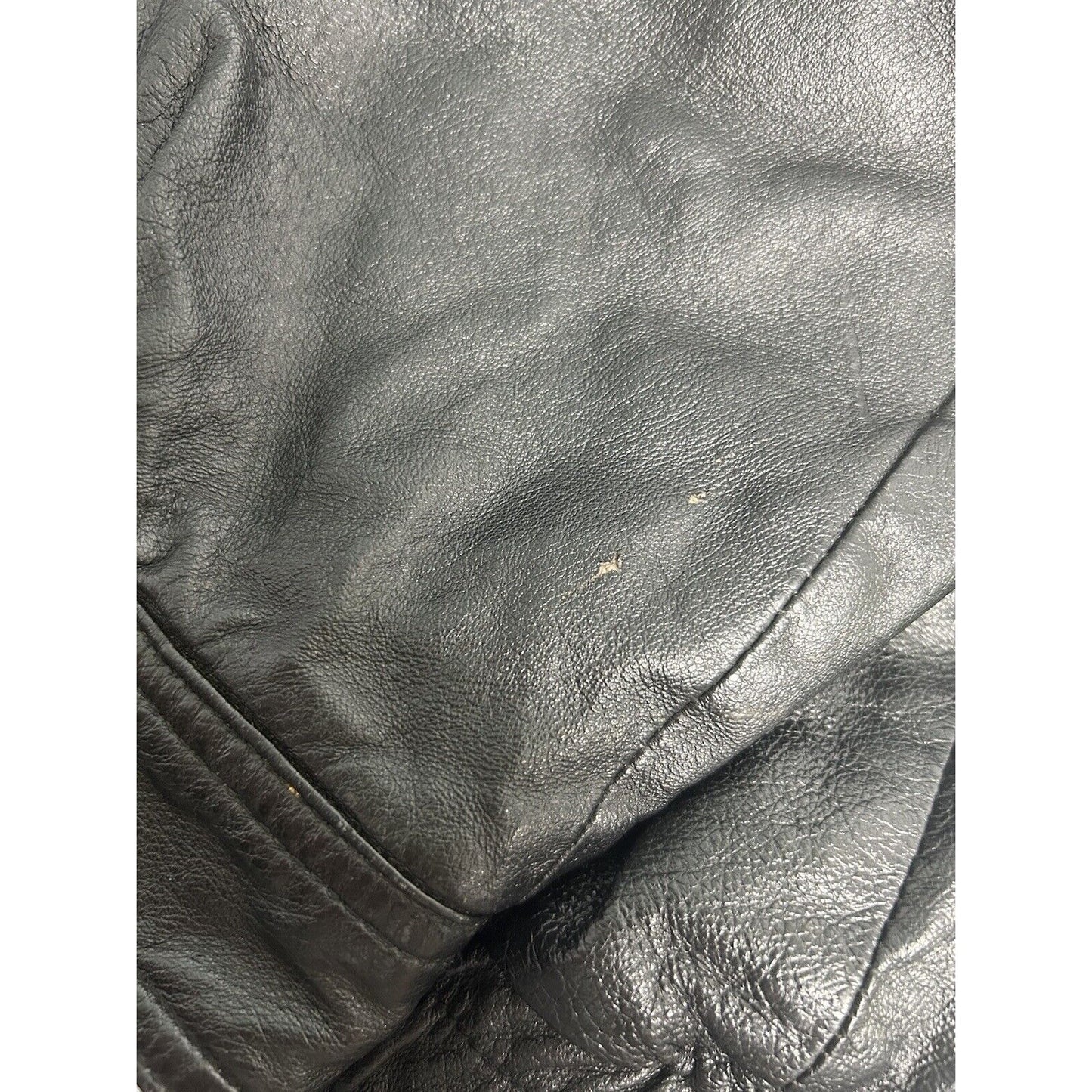 Monte Carlo Black Genuine Leather Full Zip Men’s Motorcycle Jacket Pockets M