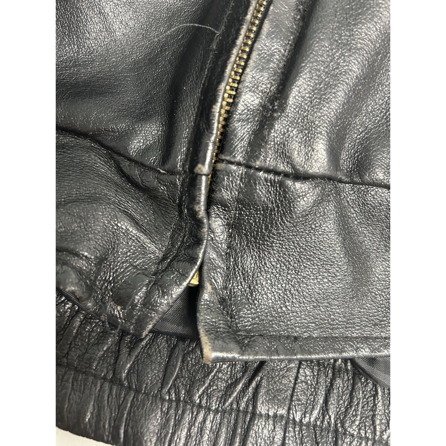 Monte Carlo Black Genuine Leather Full Zip Men’s Motorcycle Jacket Pockets M