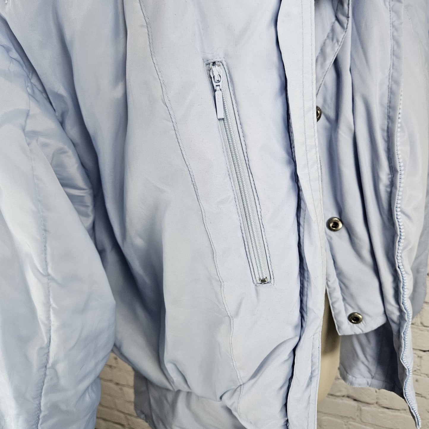 VTG Ossi Skiwear Blue Faux Fur Collar Insulated Full Zip Inner Pocket Jacket 8