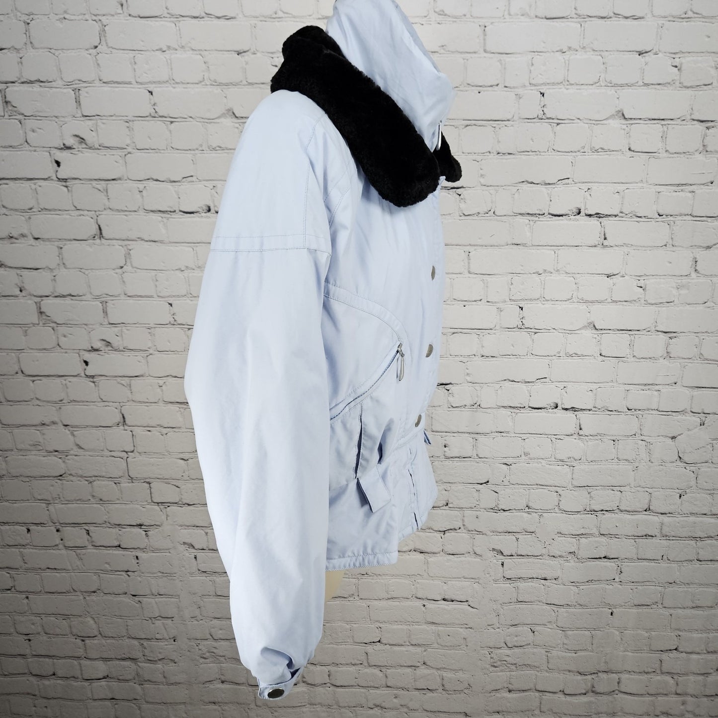 VTG Ossi Skiwear Blue Faux Fur Collar Insulated Full Zip Inner Pocket Jacket 8