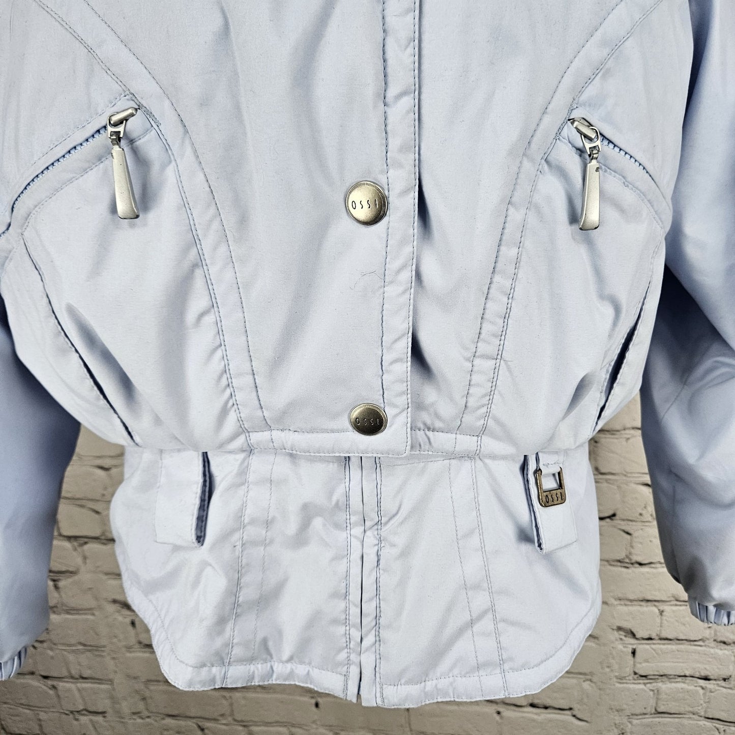 VTG Ossi Skiwear Blue Faux Fur Collar Insulated Full Zip Inner Pocket Jacket 8