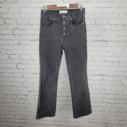 Madewell Grey Cali Demi Boot Button Fly Mid Rise Crop Denim Jeans 25 (25x26)