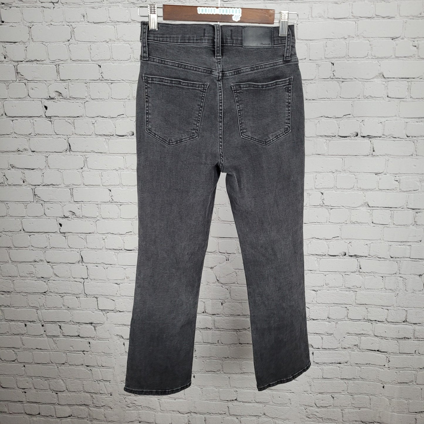 Madewell Grey Cali Demi Boot Button Fly Mid Rise Crop Denim Jeans 25 (25x26)