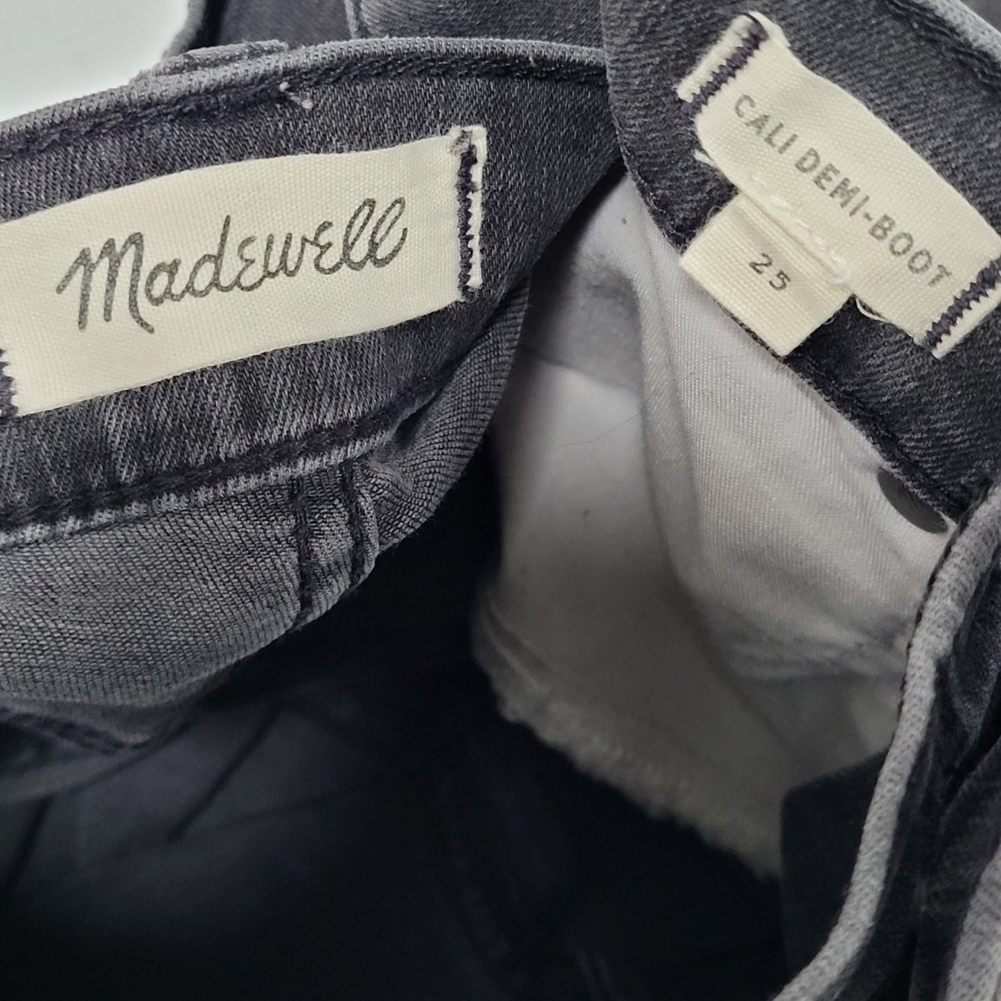Madewell Grey Cali Demi Boot Button Fly Mid Rise Crop Denim Jeans 25 (25x26)