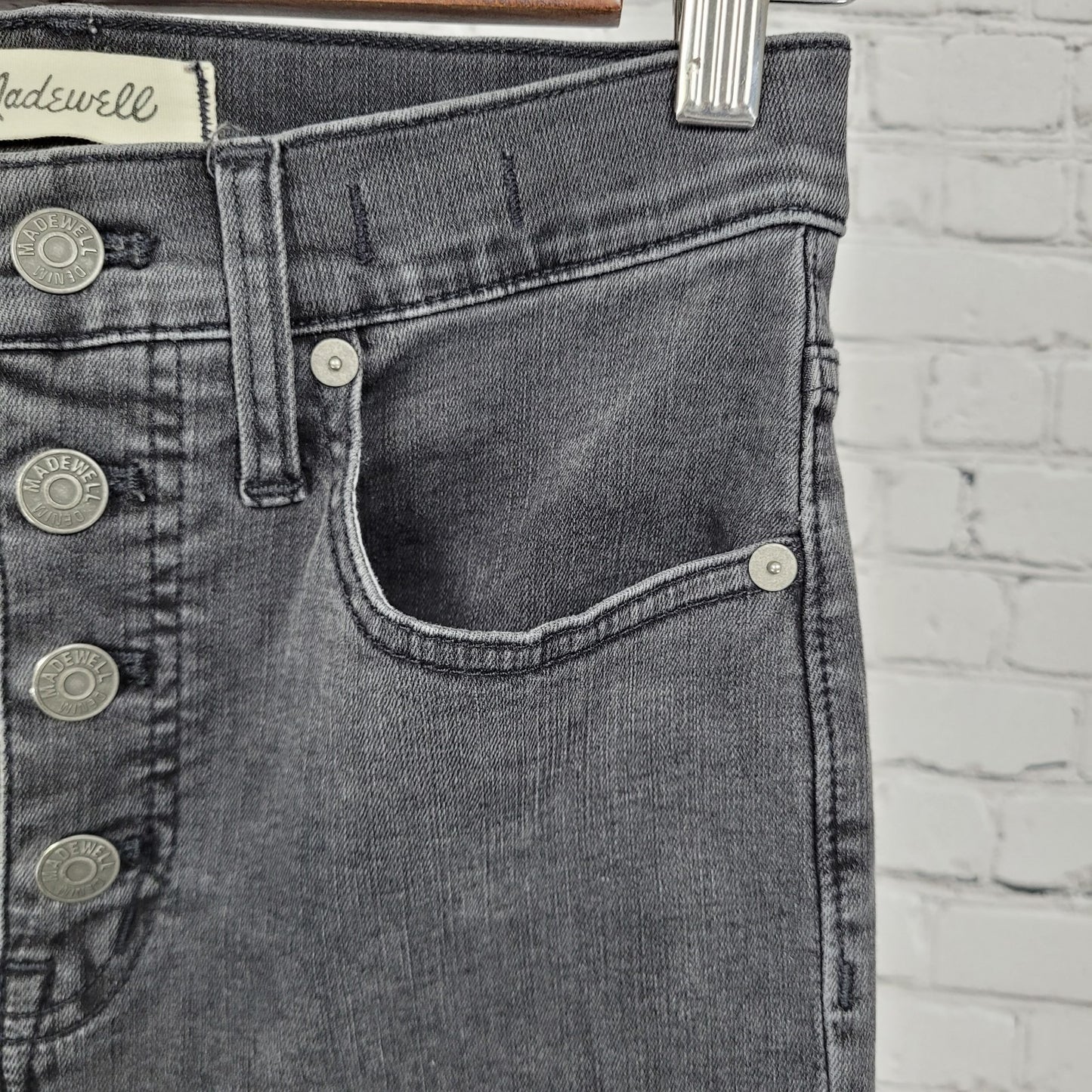 Madewell Grey Cali Demi Boot Button Fly Mid Rise Crop Denim Jeans 25 (25x26)