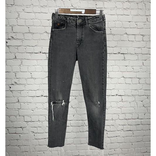 Scotch & Soda Grey Skinny Distressed Jeans Stretch Raw Hem Size 26 (25x25.5)