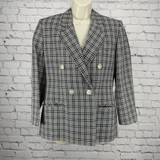 Vintage Giorgio Sant’ Angelo Black White Check Lightweight Blazer Jacket Small S