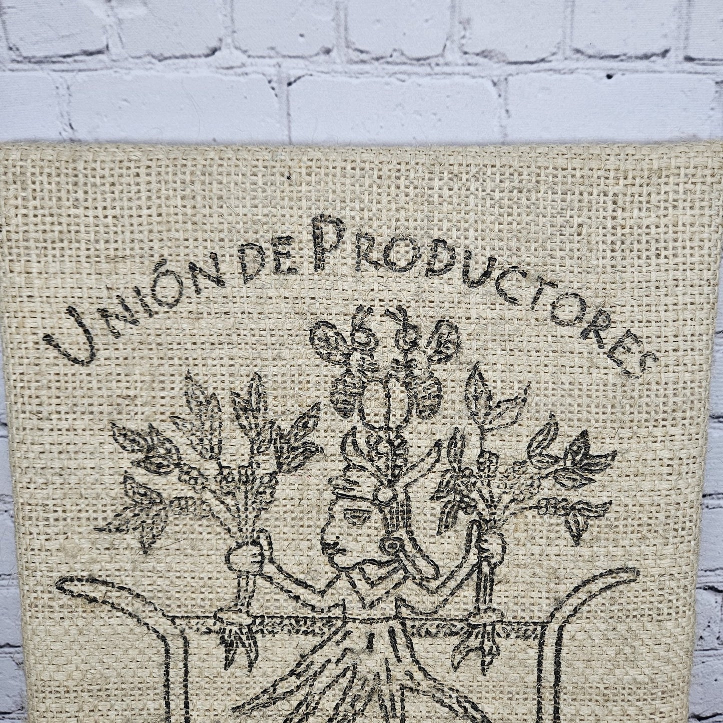 Maya Vinic Coffee Authentic Burlap Sack Wrapped Canvas Wood Framed Art 20x16