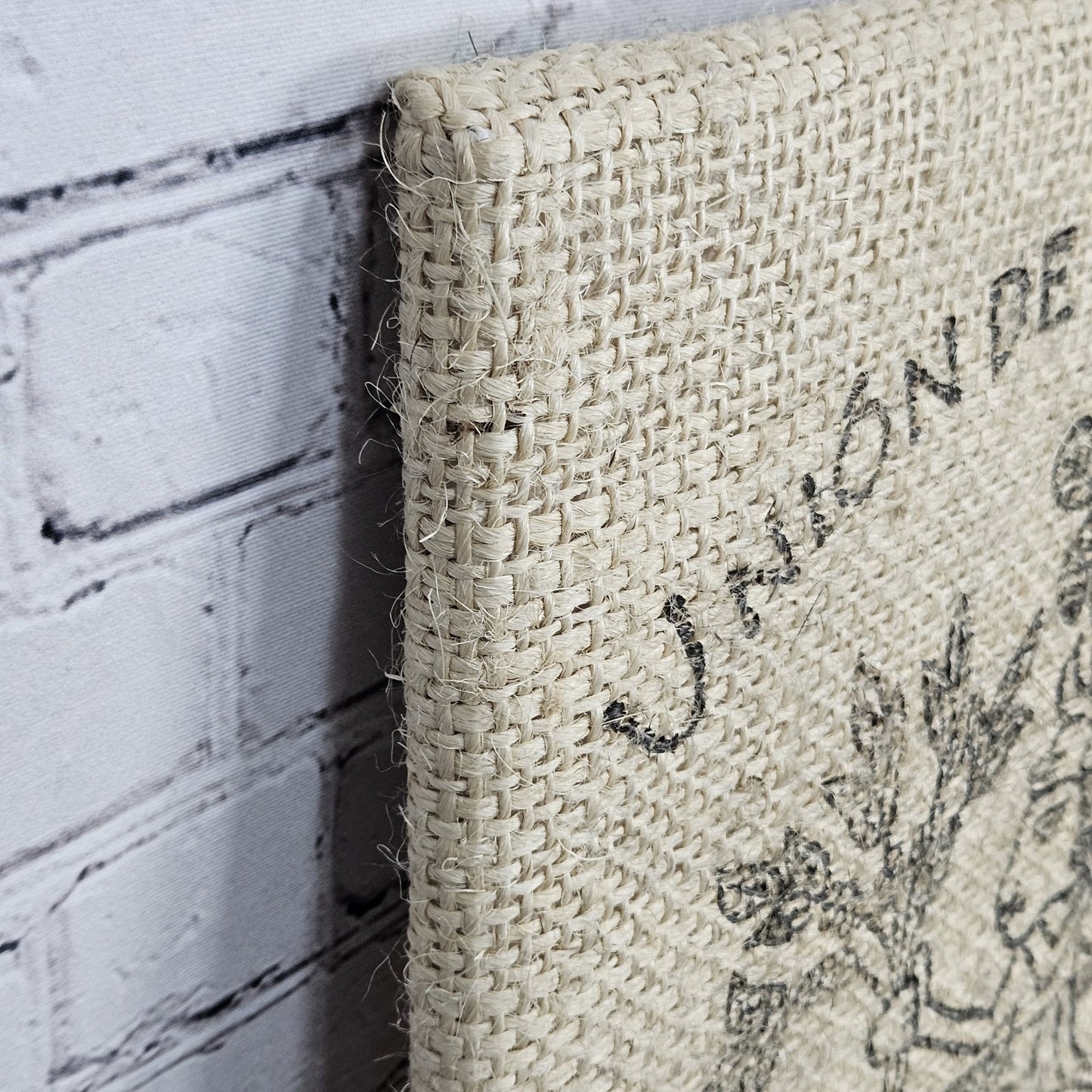 Maya Vinic Coffee Authentic Burlap Sack Wrapped Canvas Wood Framed Art 20x16