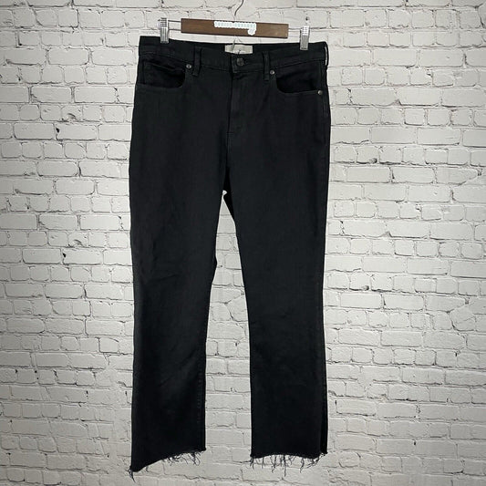 Everlane Black Denim Straight Leg Mid Rise Stretch Raw Hem Jeans 30R (30x26)