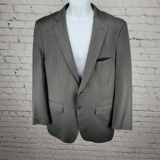 Zara Man Grey Herringbone 2 Button Vented Notch Blazer Sport Coat Size 46