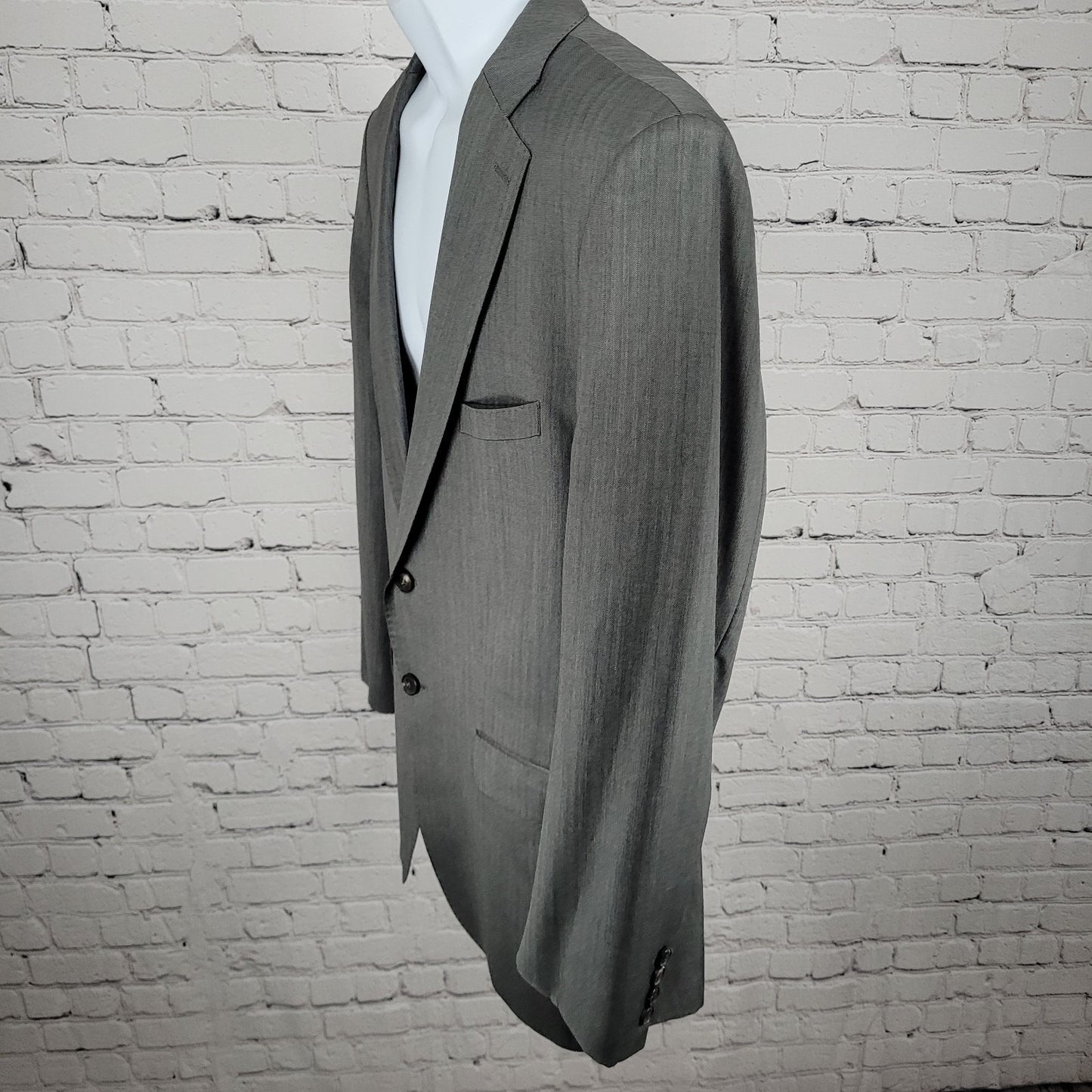 Zara Man Grey Herringbone 2 Button Vented Notch Blazer Sport Coat Size 46