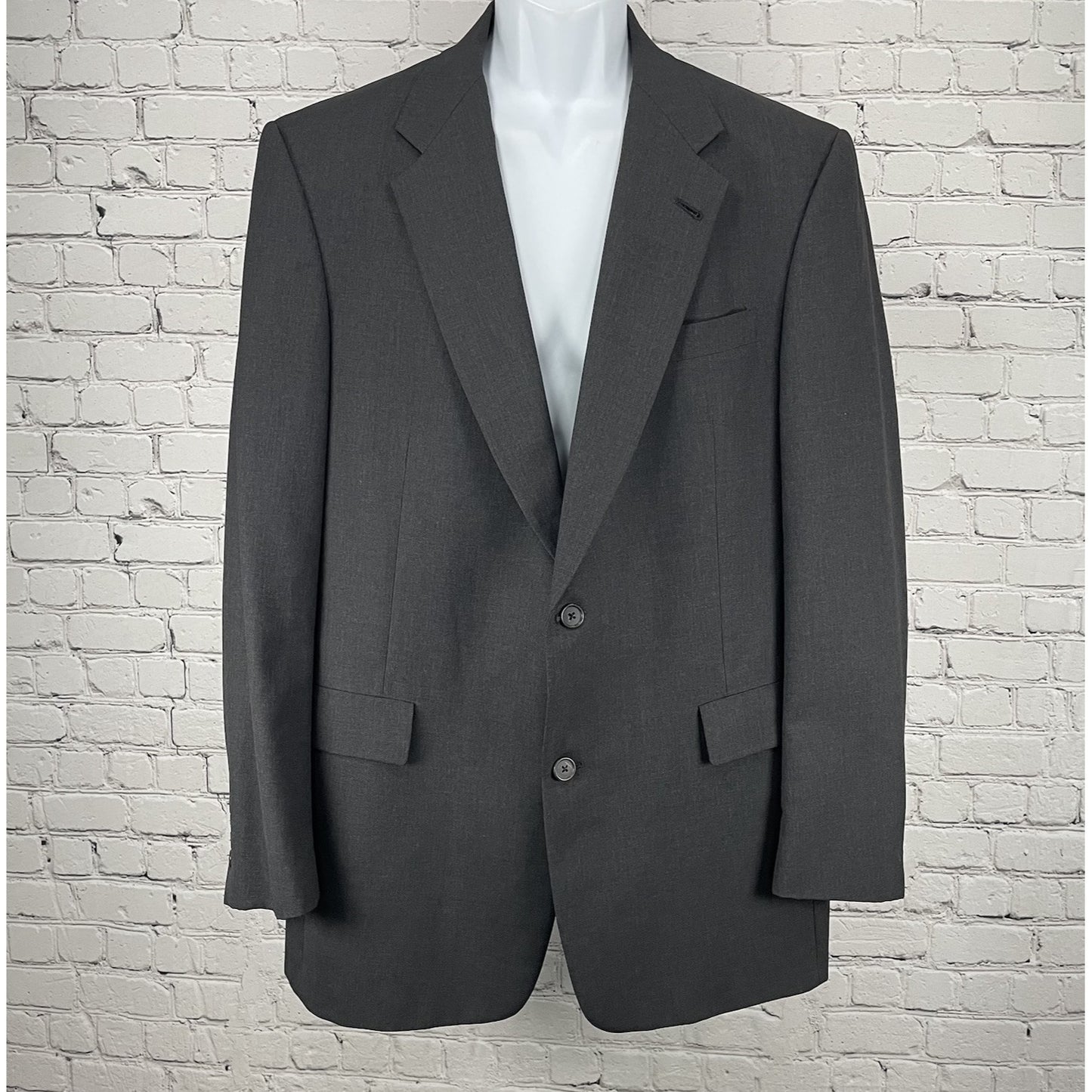 Hart Schaffner Marx Dark Grey Wool 100’s 2 Button Blazer Sport Coat USA Size 42L