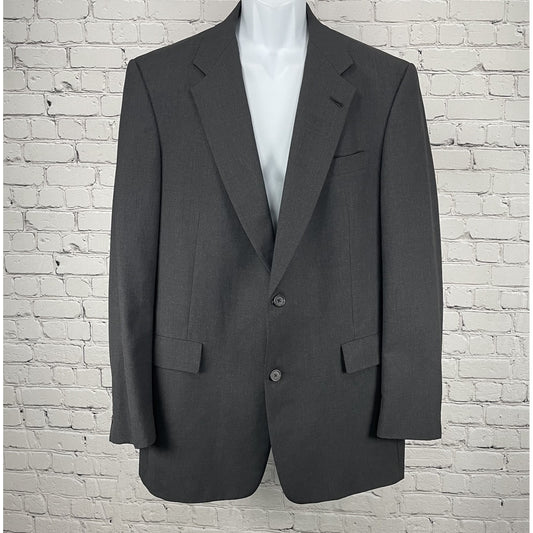 Hart Schaffner Marx Dark Grey Wool 100’s 2 Button Blazer Sport Coat USA Size 42L