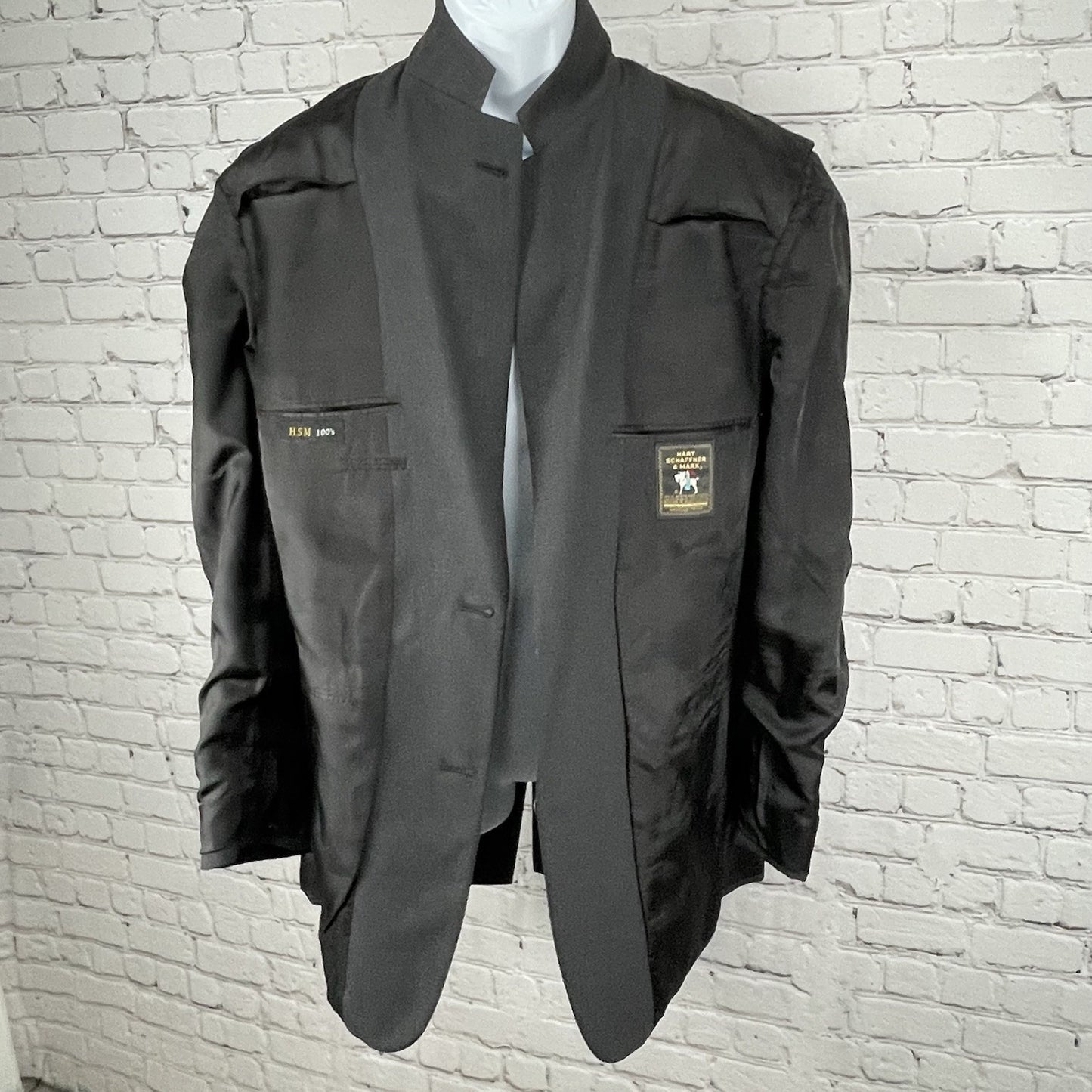 Hart Schaffner Marx Dark Grey Wool 100’s 2 Button Blazer Sport Coat USA Size 42L