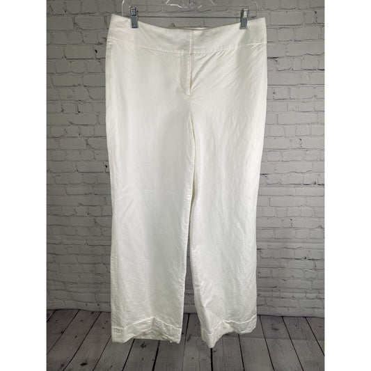 NWD Ann Taylor Loft Linen Blend Wide Leg White Pants Womens 10