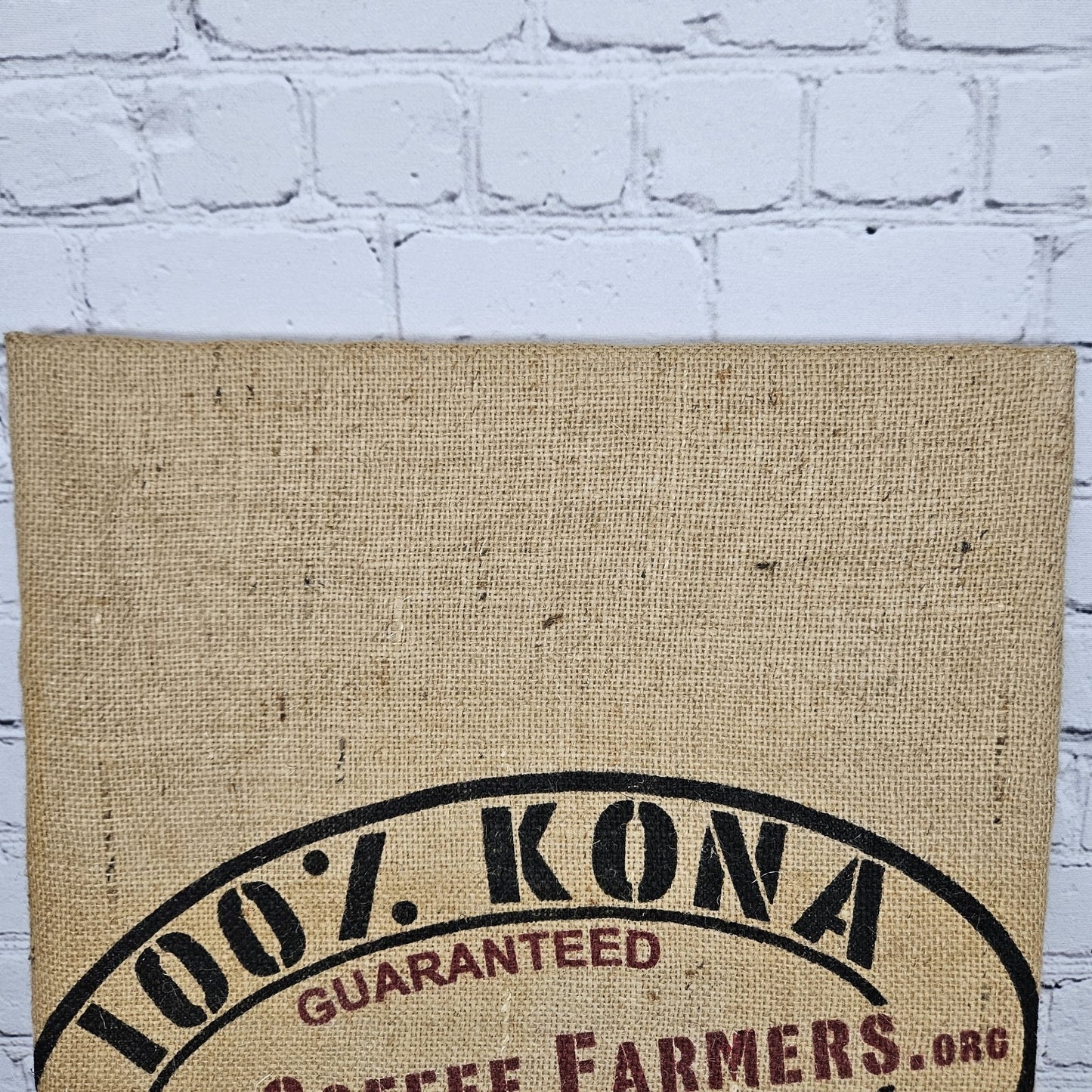 Kona Hawaii Coffee Authentic Burlap Sack Wrapped Canvas Wood Framed Art 20x16