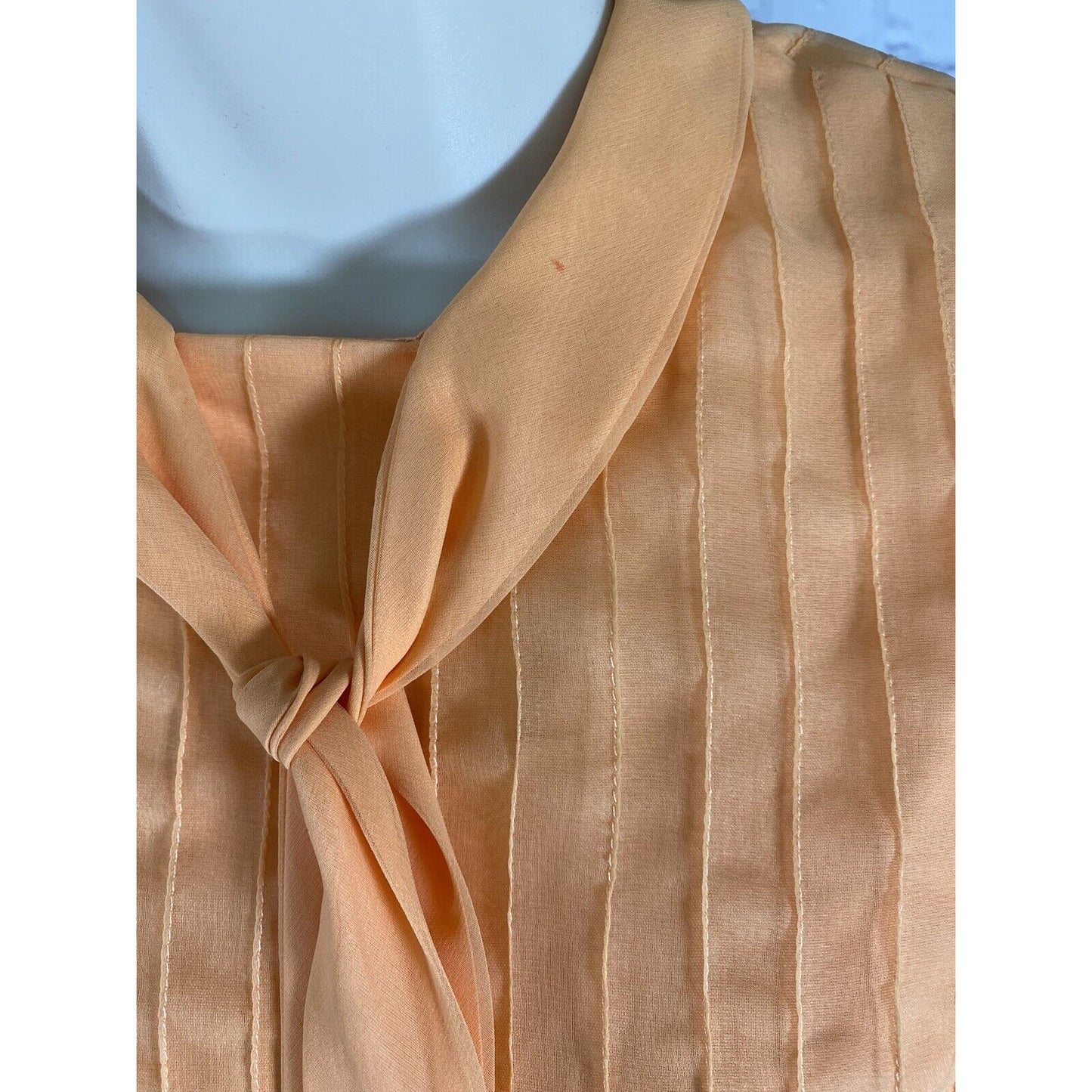 VTG Lee Jordan Orange Long High Neck Back Zip Lined Sheer Sleeve Dress M