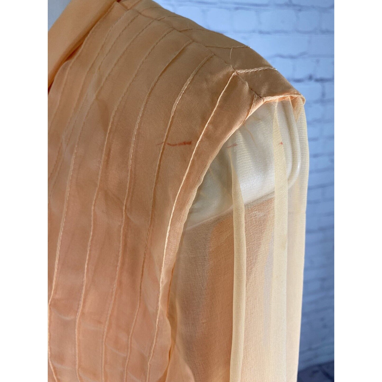 VTG Lee Jordan Orange Long High Neck Back Zip Lined Sheer Sleeve Dress M