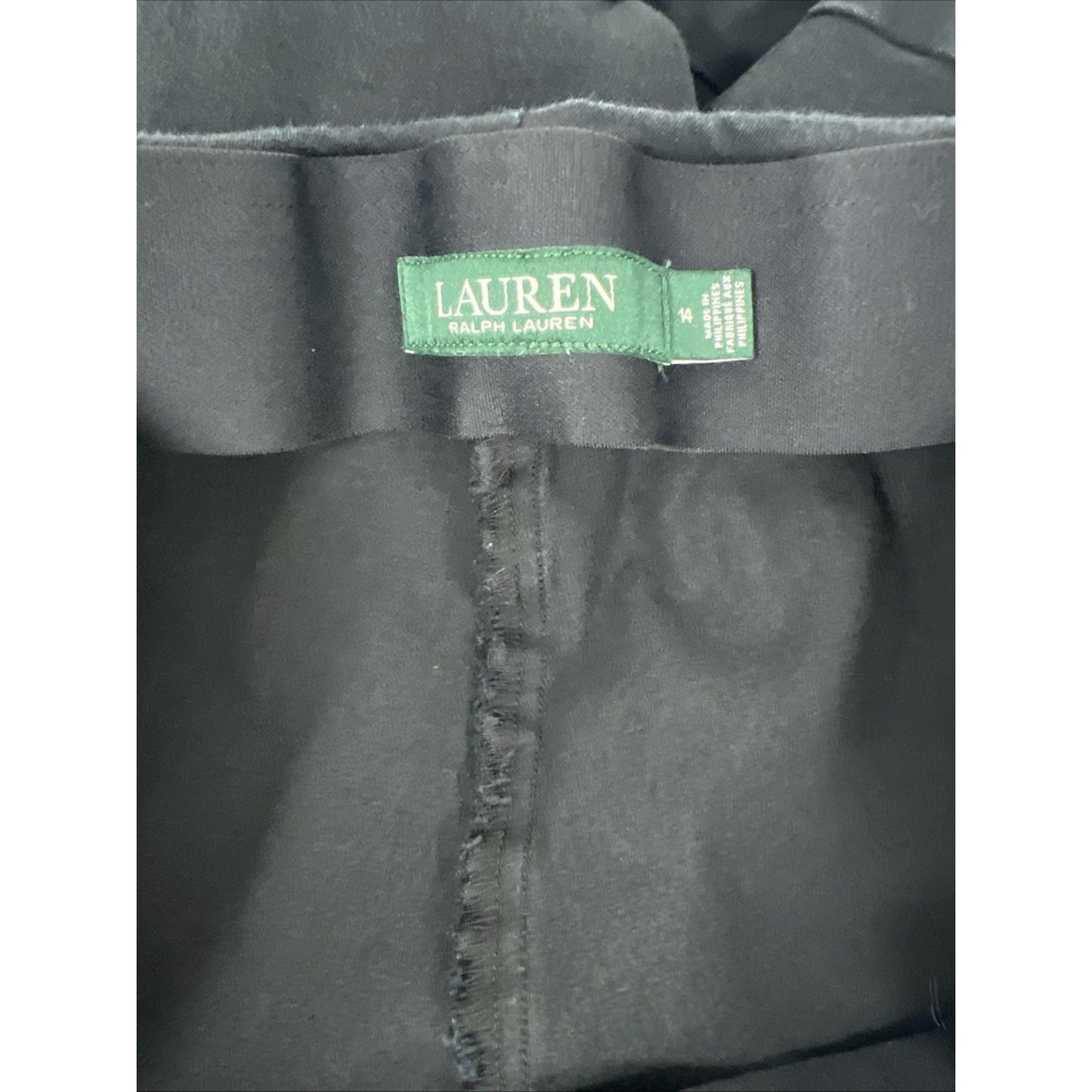 Lauren Ralph Lauren Black Flat Front Side Zip Hi-Rise Tapered Dress Pants 14