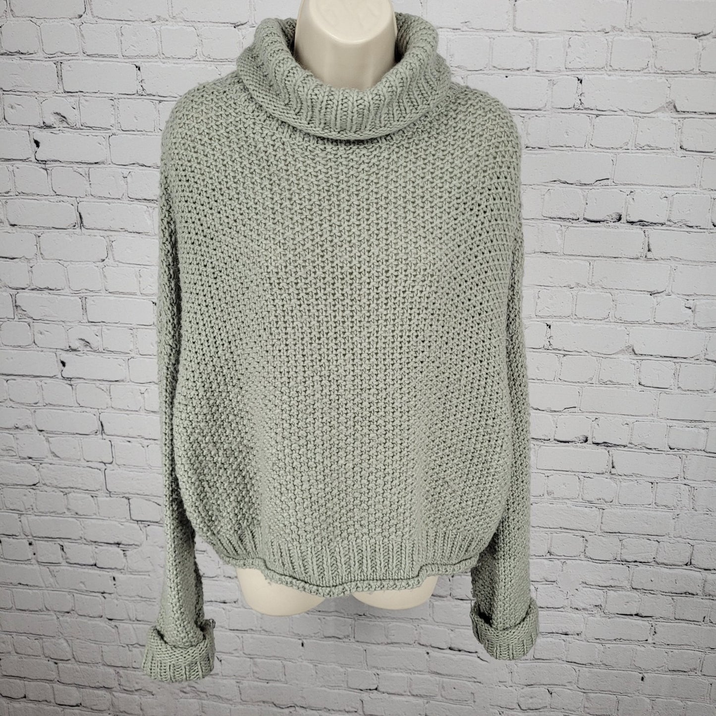 Moth Anthropologie Grey Wool Blend Chunky Knit Oversized Sweater Size Small S