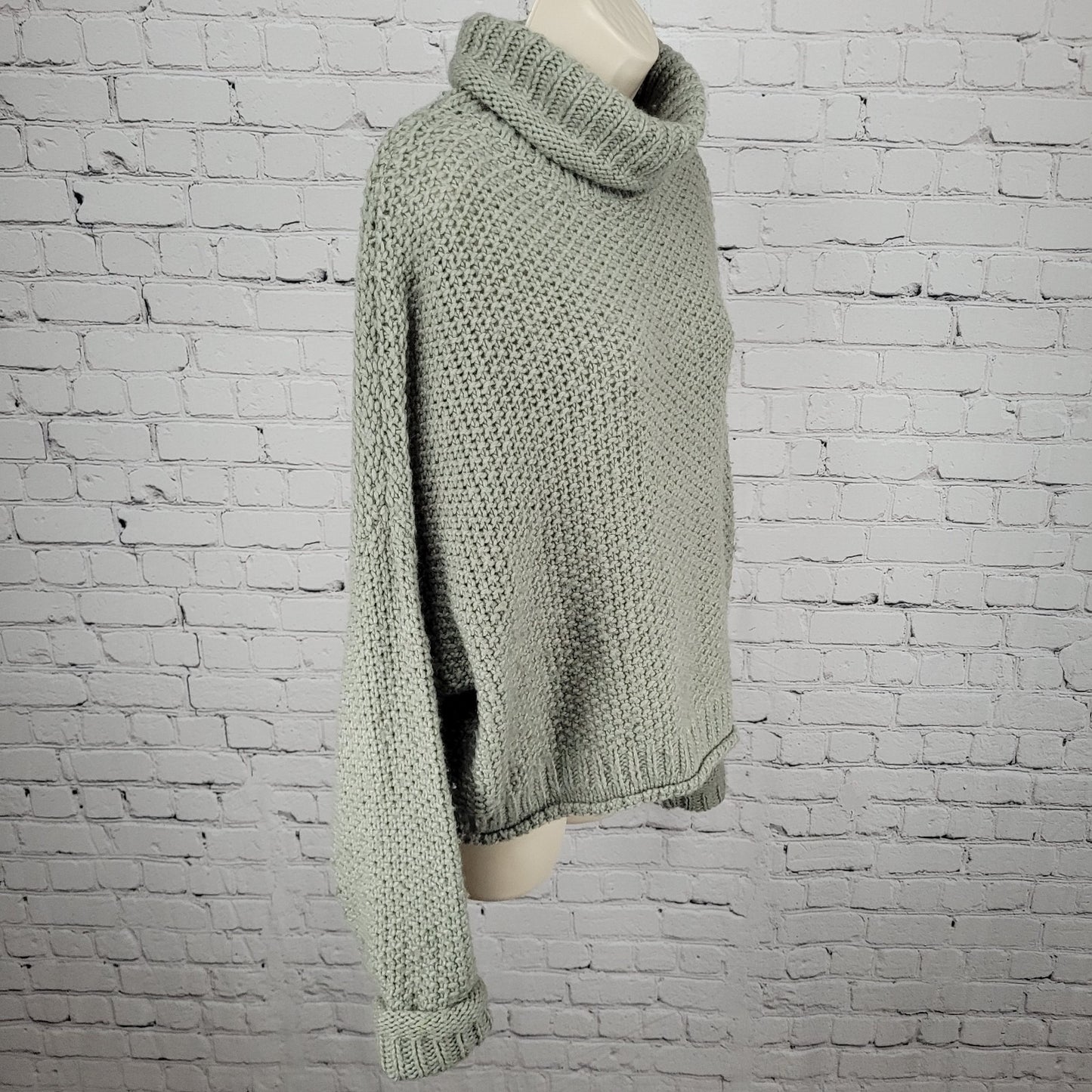 Moth Anthropologie Grey Wool Blend Chunky Knit Oversized Sweater Size Small S