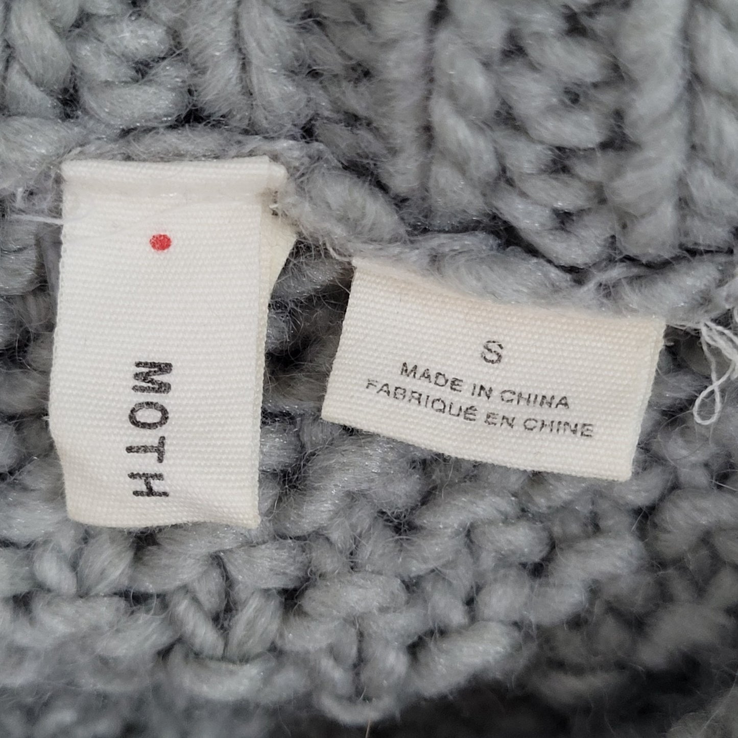 Moth Anthropologie Grey Wool Blend Chunky Knit Oversized Sweater Size Small S