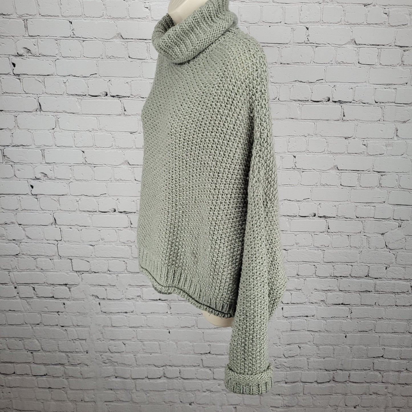 Moth Anthropologie Grey Wool Blend Chunky Knit Oversized Sweater Size Small S