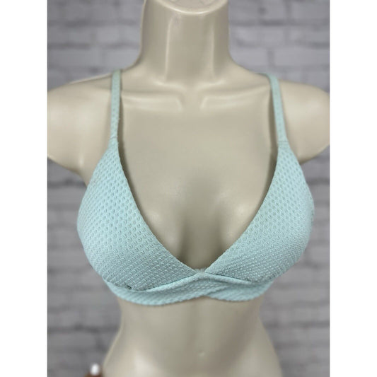 Aerie Aqua Textured Triangle Bikini Swim Top Removable Cups Swimwear Women’s S