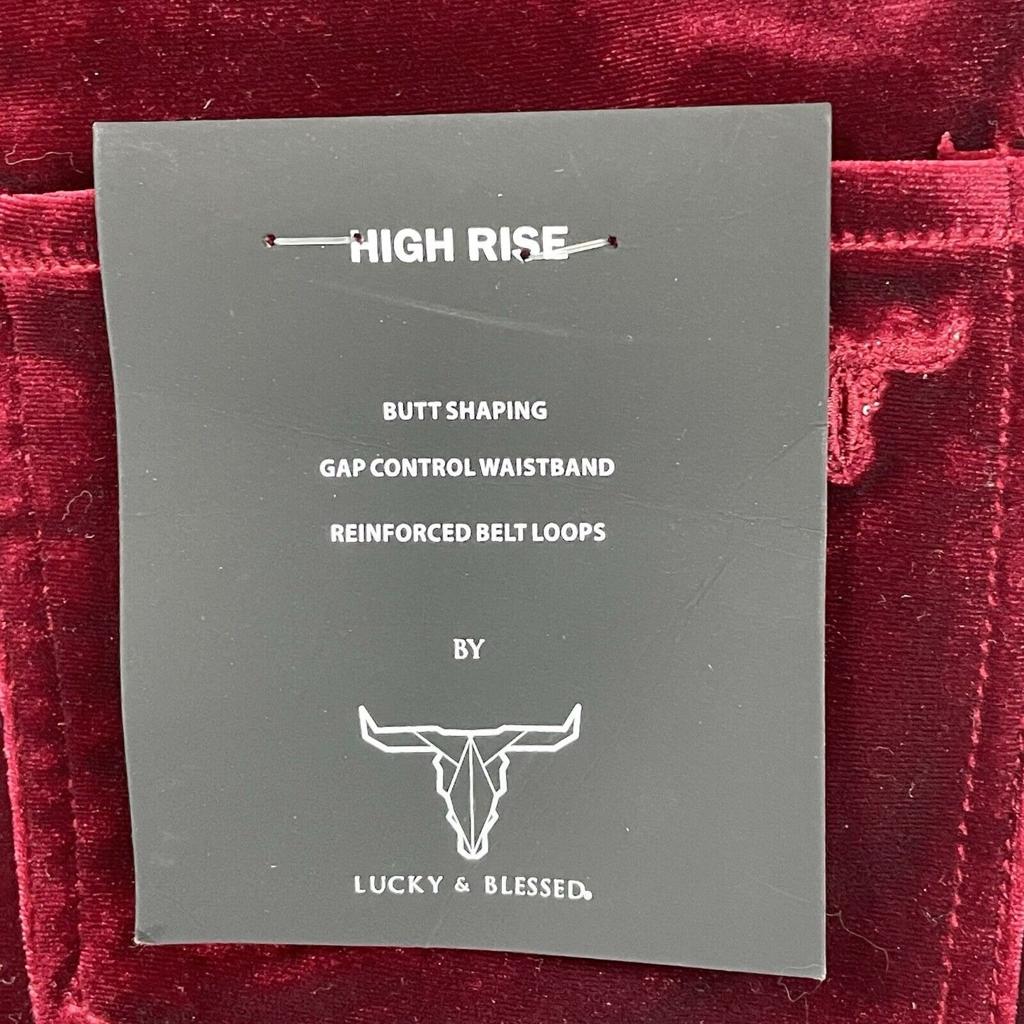 NWT Lucky & Blessed Red Velvet High Waist Flare Fit Butt Shaping Size 8 (31x34)