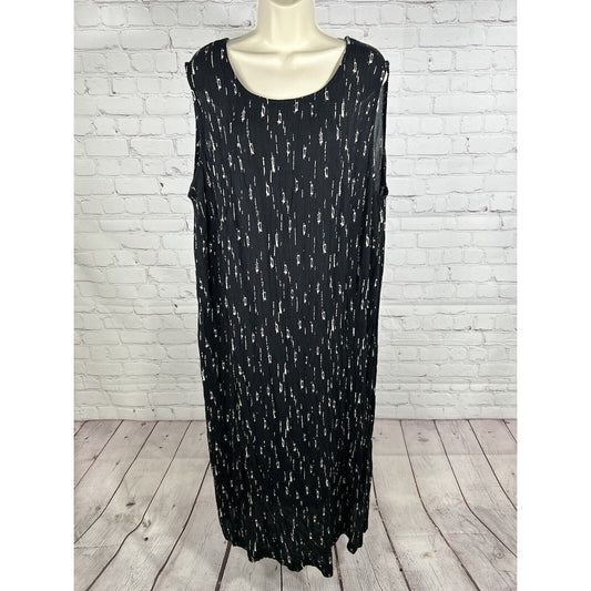 VTG Olivia Rose Black White Textured Wide Strap Pullover Shift Dress 24
