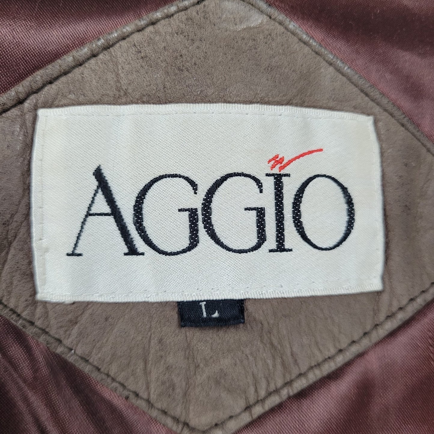 VTG Aggio Brown Genuine Soft Leather Full Zip Snap Pockets Bomber Jacket Large L