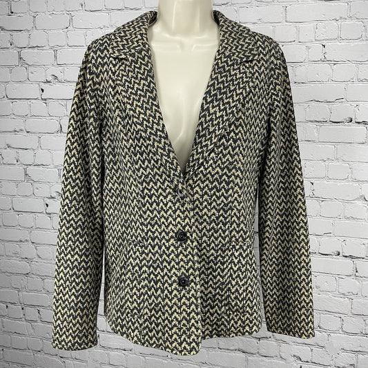 Hurley Chevron Cotton Blend Lightweight Button Up Blazer Jacket Unlined Size XL