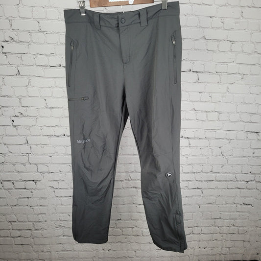 Marmot Grey Nylon Stretch Lined Zipped Pockets Straight Pants Size 34 (34x31)