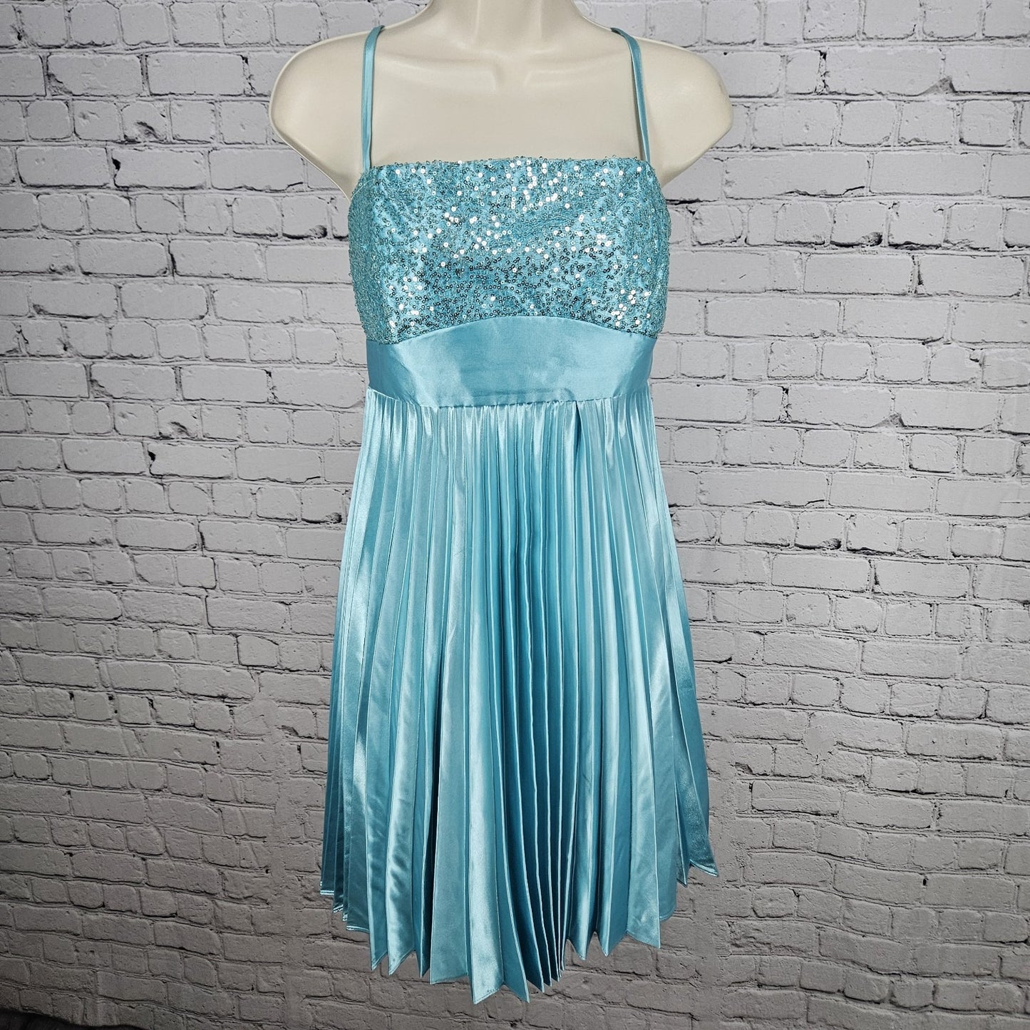 Jessica McClintock Gunne Sax Accordion  Strappy Back Sequin Short Dress USA 11
