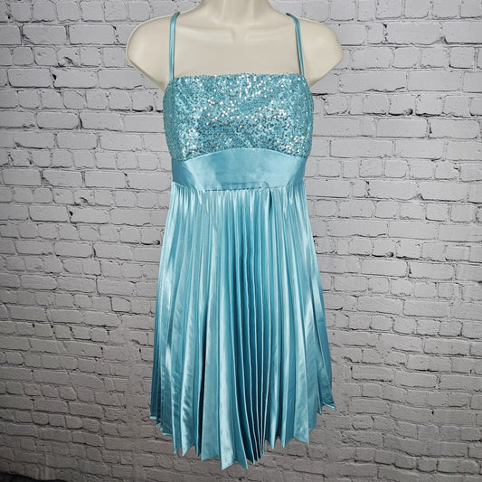 Jessica McClintock Gunne Sax Accordion  Strappy Back Sequin Short Dress USA 11